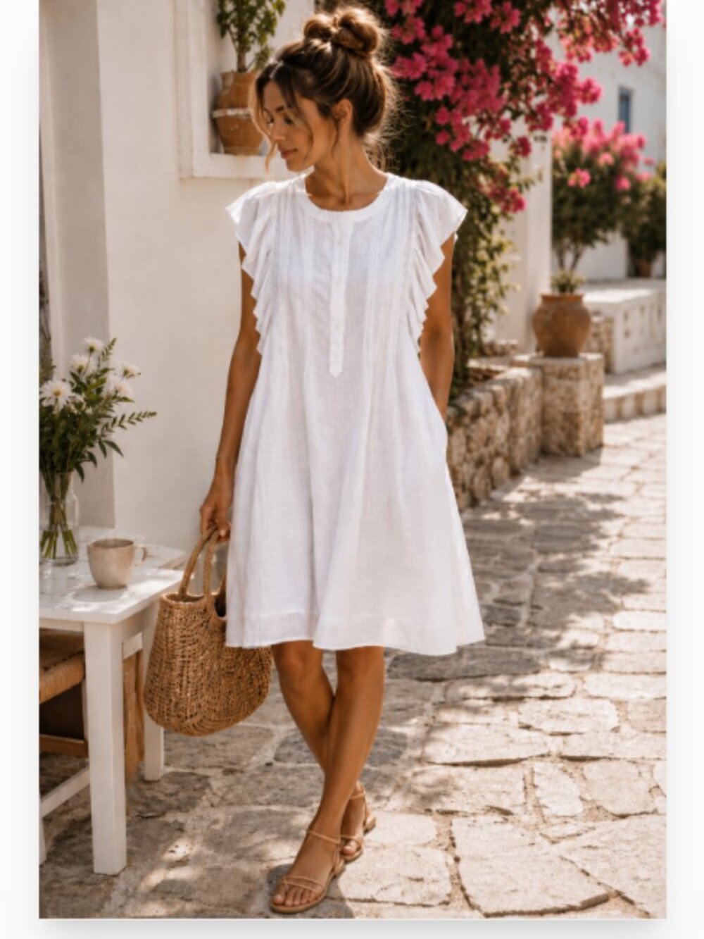 MAX STUDIO SIZE SMALL WHITE BOHO DRESS